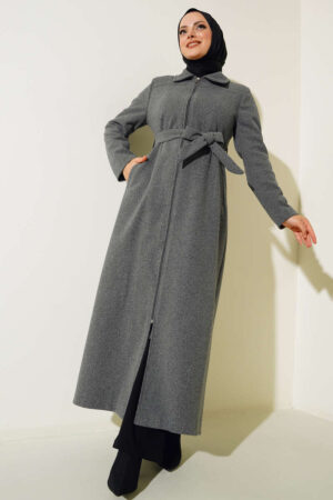 manteau long gris