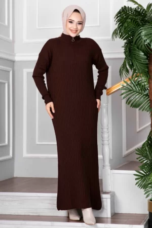 robe fermeture éclair marron détails